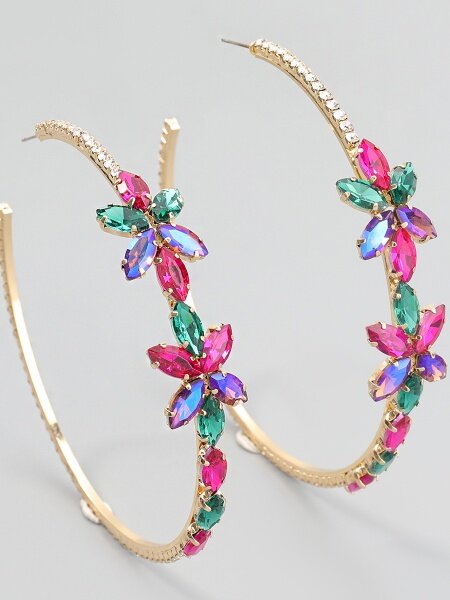 Floral Hoop Earrings H7WQKALSYK