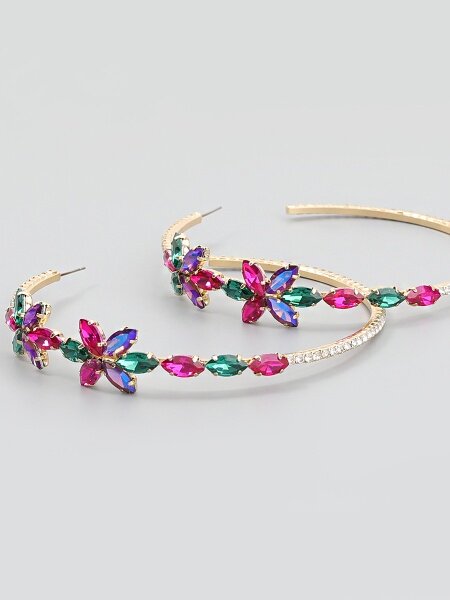 Floral Hoop Earrings H7WQKALSYK