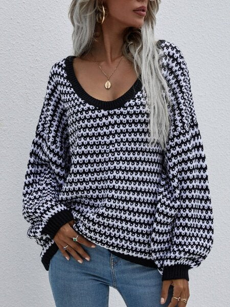 Striped V-Neck Knit Shirt HFLET78PZE